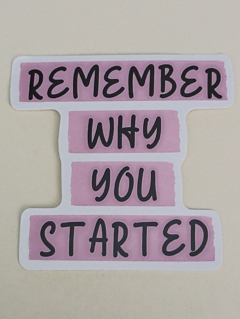 10/$10 Sticker - Remember Why You Started - Pink Background & Black Text